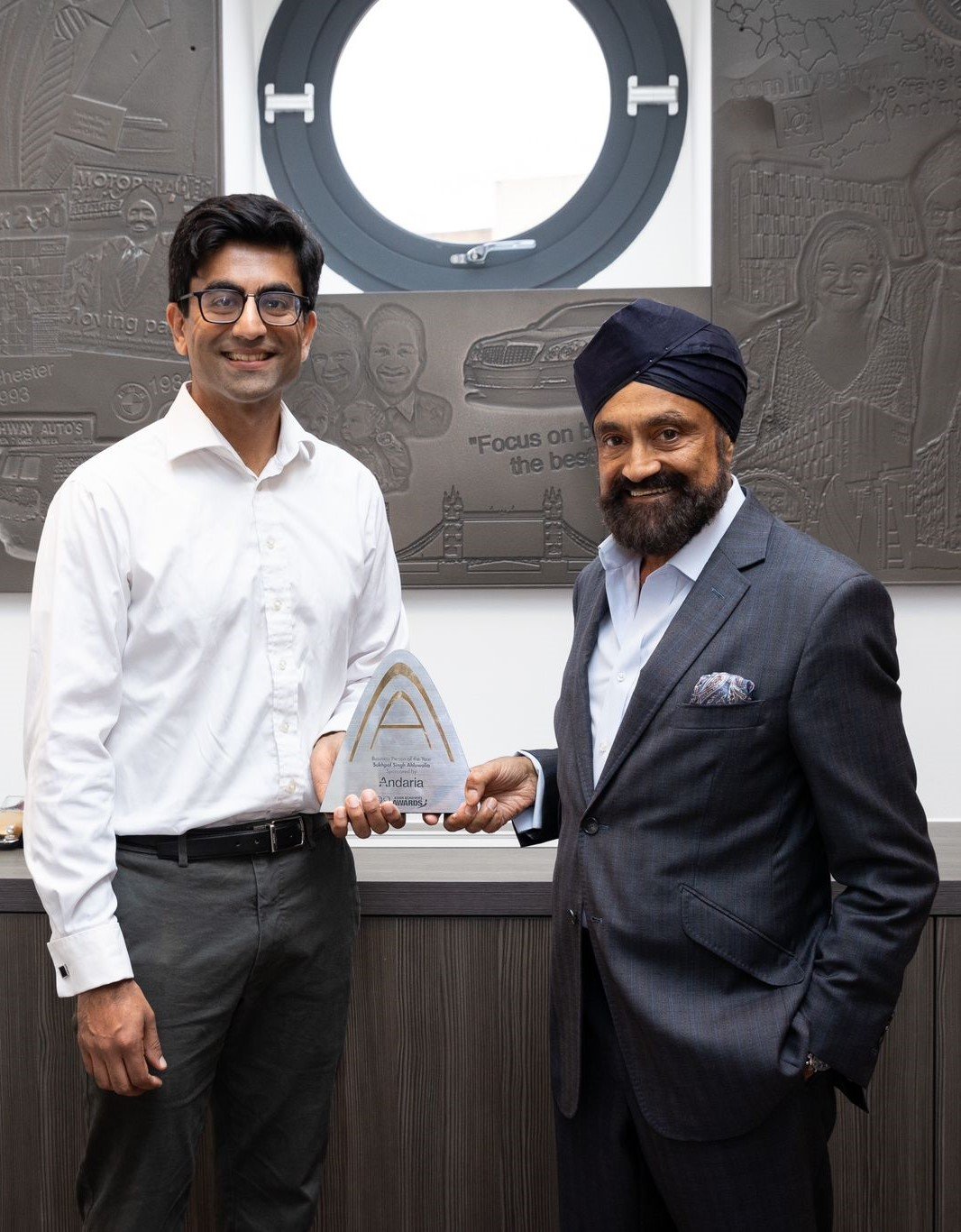 Sukhpal Singh Ahluwalia with Pratik Dattani - Asian Achievers Awards